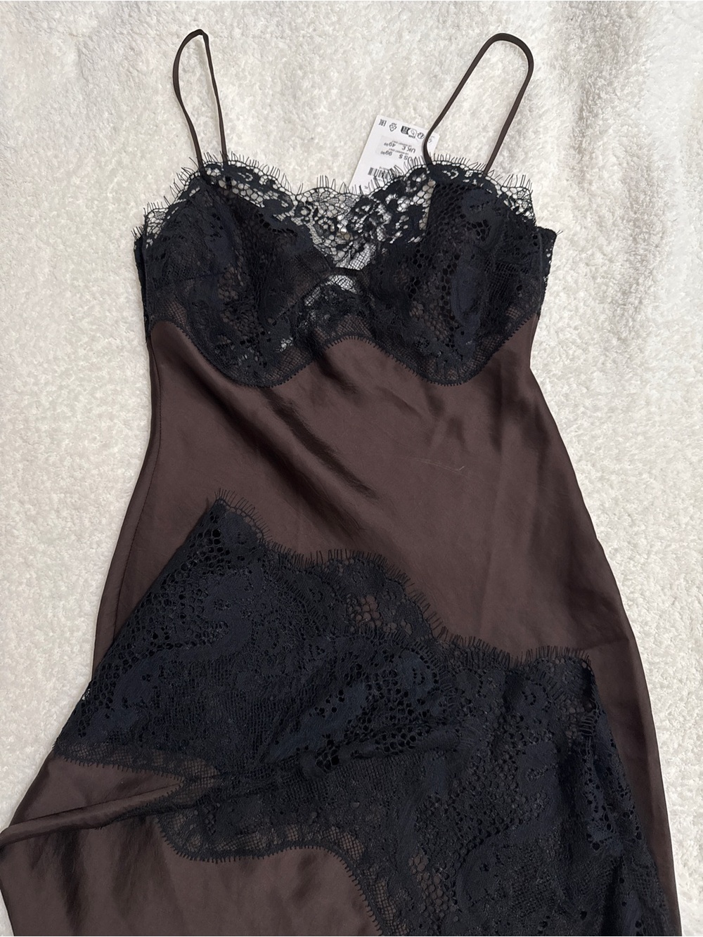 Zara ASYMMETRIC SATIN LACE DRESS NWT - Black/Brown